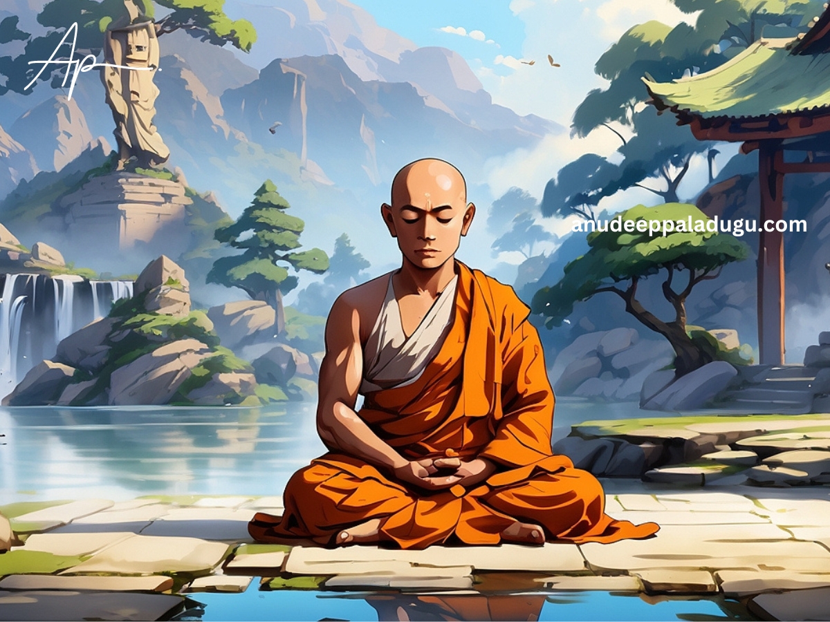 Zen monk doing meditation